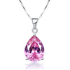 Silver Chain 14Ct Oval Water Drop Pink Topaz Necklaces & Pendants Genuine Silver 925 Jewelry Charms Engagement Wedding Jewelry