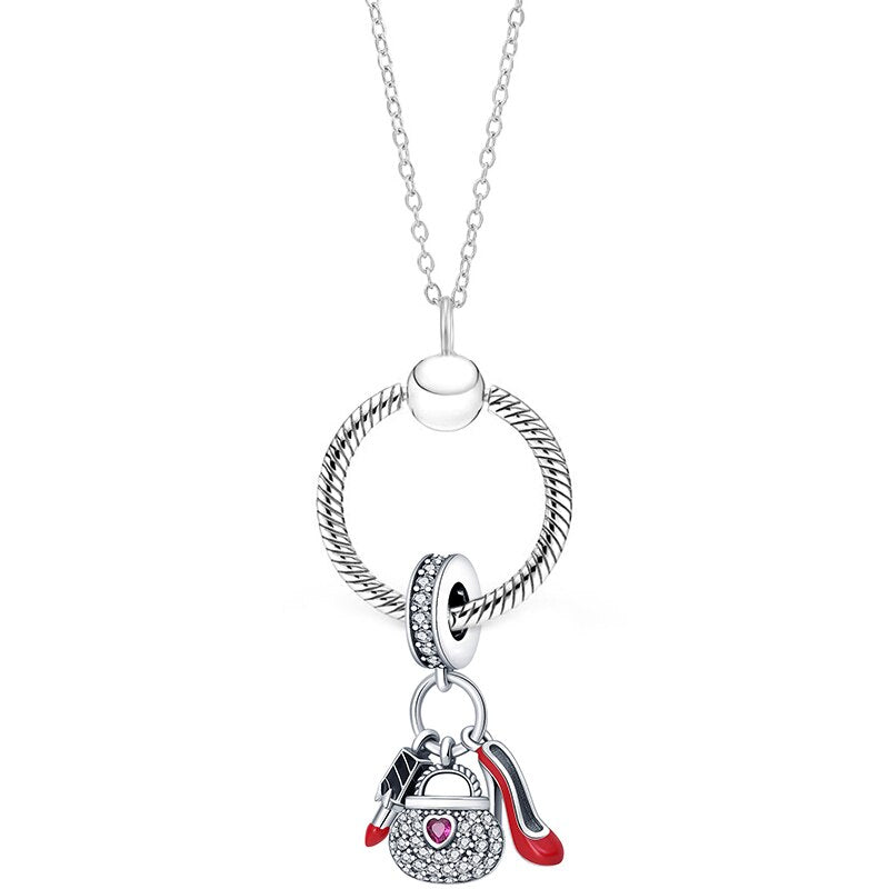 Silver Color 45cm Chain Necklace For Men Women Girls Crystal Pendant Necklaces Jewelry Gift Collares Para Mujer 2022 New