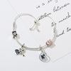 Silver Color Airplane &amp; Earth Pendant Charm Bracelets With Bag &amp; Camera Beads Adjustable Chain Bracelet For Women Jewelry Gift