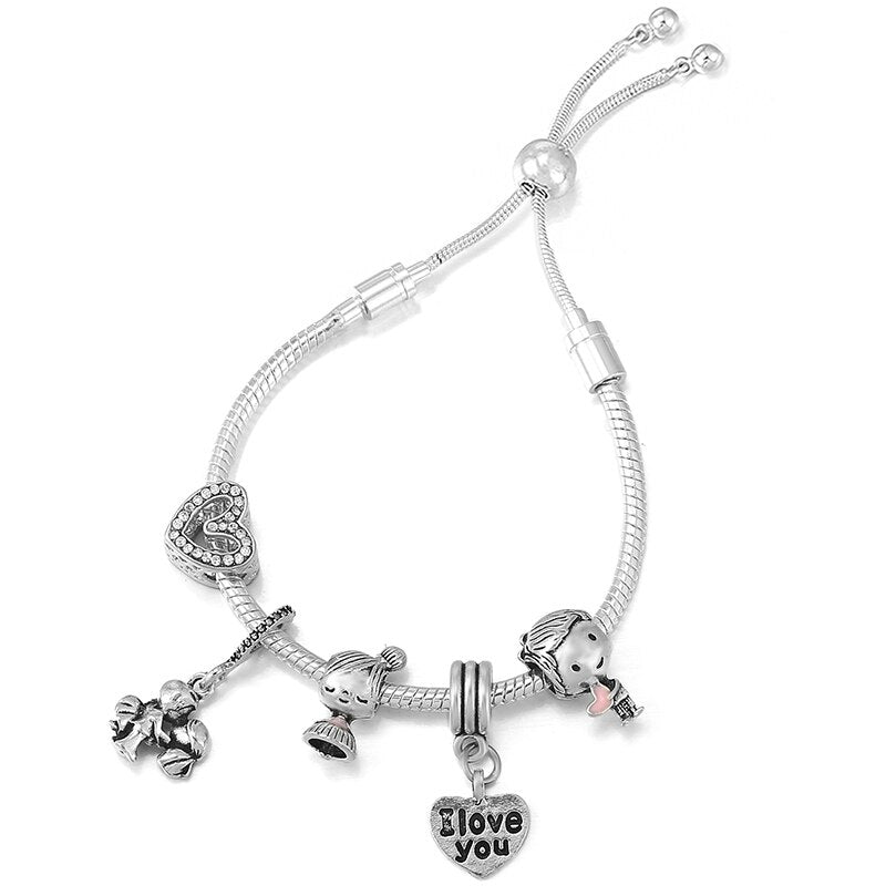 Silver Color Airplane &amp; Earth Pendant Charm Bracelets With Bag &amp; Camera Beads Adjustable Chain Bracelet For Women Jewelry Gift