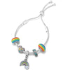 Silver Color Airplane &amp; Earth Pendant Charm Bracelets With Bag &amp; Camera Beads Adjustable Chain Bracelet For Women Jewelry Gift