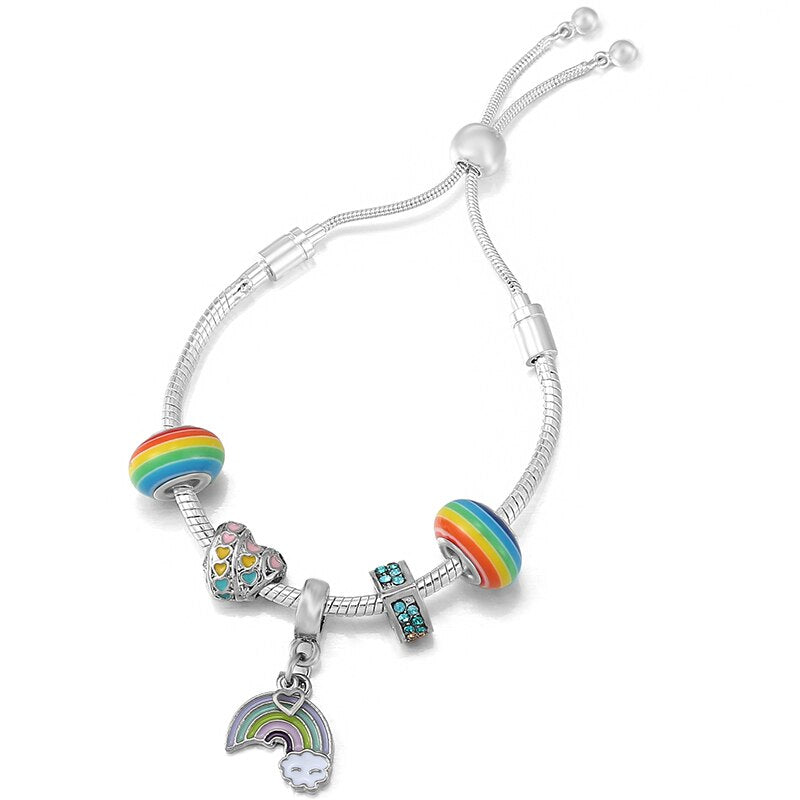 Silver Color Airplane &amp; Earth Pendant Charm Bracelets With Bag &amp; Camera Beads Adjustable Chain Bracelet For Women Jewelry Gift