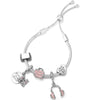 Silver Color Airplane &amp; Earth Pendant Charm Bracelets With Bag &amp; Camera Beads Adjustable Chain Bracelet For Women Jewelry Gift