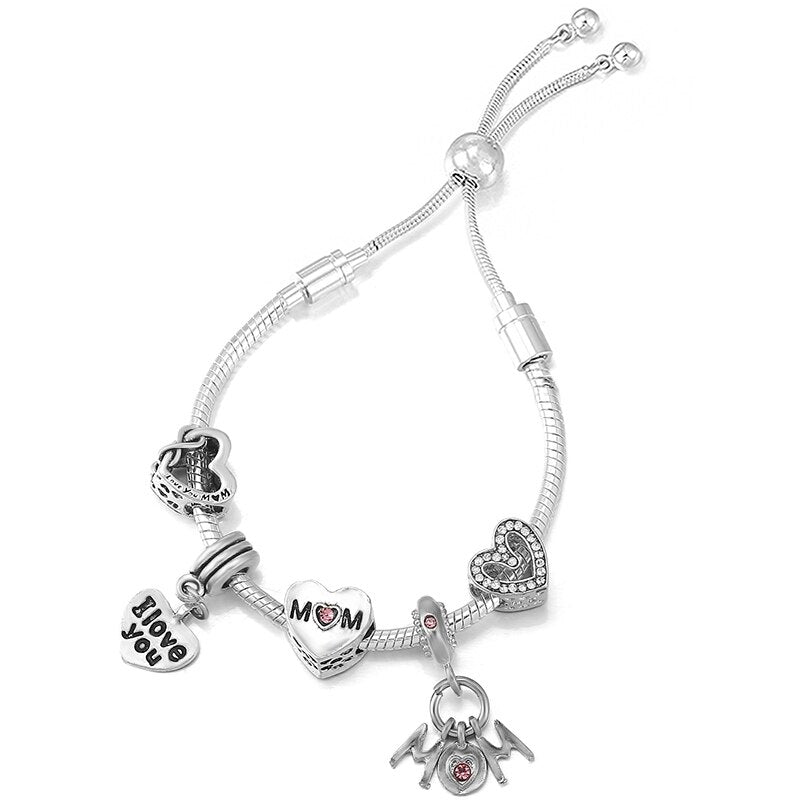 Silver Color Airplane &amp; Earth Pendant Charm Bracelets With Bag &amp; Camera Beads Adjustable Chain Bracelet For Women Jewelry Gift