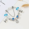 Silver Color Cartoon Charm Bracelet With Blue Dog Paw Beads &amp; Pendant Bracelets For Women Men Kids Jewelry Pulseras