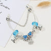 Silver Color Cartoon Charm Bracelet With Blue Dog Paw Beads &amp; Pendant Bracelets For Women Men Kids Jewelry Pulseras