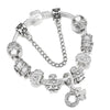 Silver Color Charm Bracelet Clover Pendant With Crystal Beads DIY Bracelets For Women Female Jewelry Gift