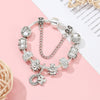 Silver Color Charm Bracelet Clover Pendant With Crystal Beads DIY Bracelets For Women Female Jewelry Gift