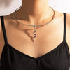 Silver Color Clavicle Necklace for Women Charms Tie Hollow Geometric Alloy Metal Open Jewelry Accessories Collar