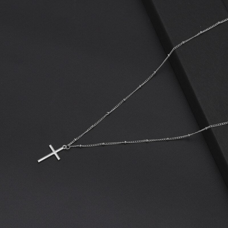 Silver Color Cross Necklaces &amp; Pendants for Women Korean Simple Choker Girls Sweet Clavicle Chain Jewelry Femme Bijoux Collares