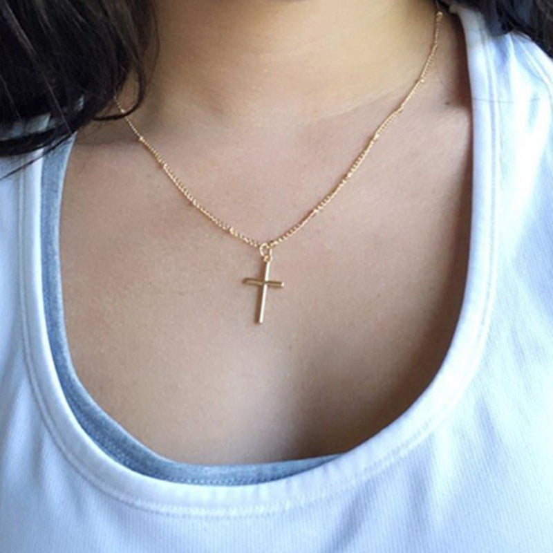 Silver Color Cross Necklaces &amp; Pendants for Women Korean Simple Choker Girls Sweet Clavicle Chain Jewelry Femme Bijoux Collares
