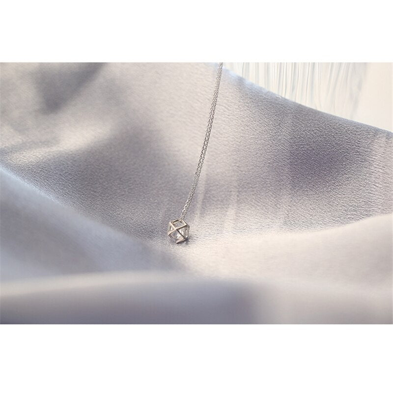 Silver Color Cube Cubic AAA  Zircon Necklace European Style Ball Shape Pendant Chain Necklace Jewelry For Women Girl