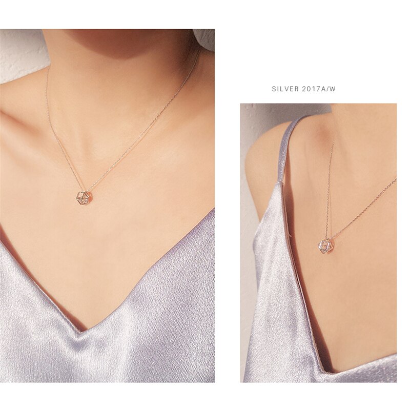 Silver Color Cube Cubic AAA  Zircon Necklace European Style Ball Shape Pendant Chain Necklace Jewelry For Women Girl