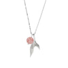Silver Color Fish Whale's Tail Mermaid Pendant Necklace Pink Strawberry Crystal For Women Gift Jewelry