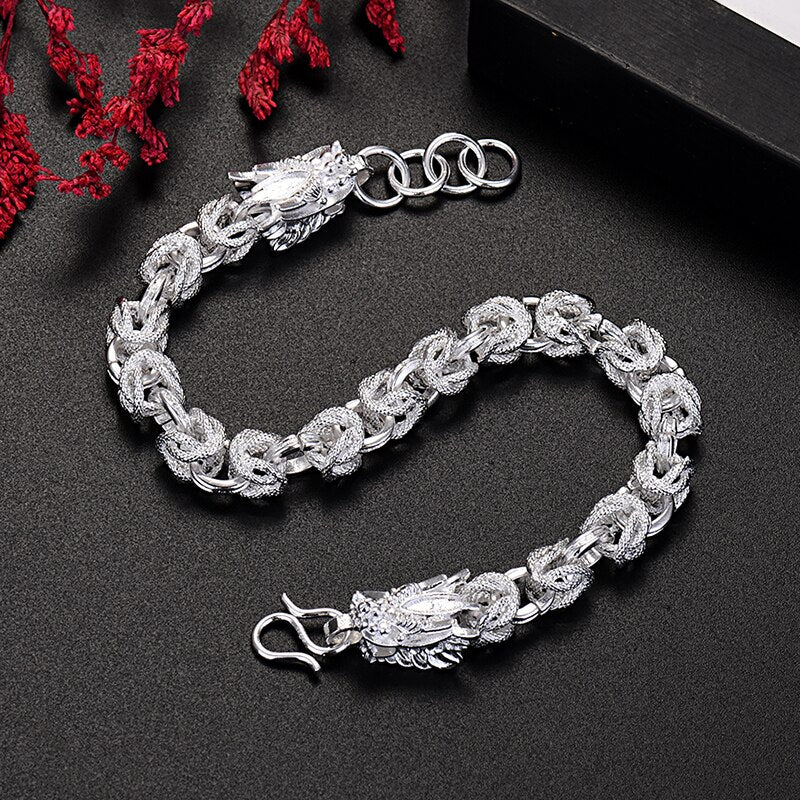 Silver Color Geometry Loong Bracelet For Women Men Retro Jewelry Gift Ladies 2022 Trend  Items Christmas