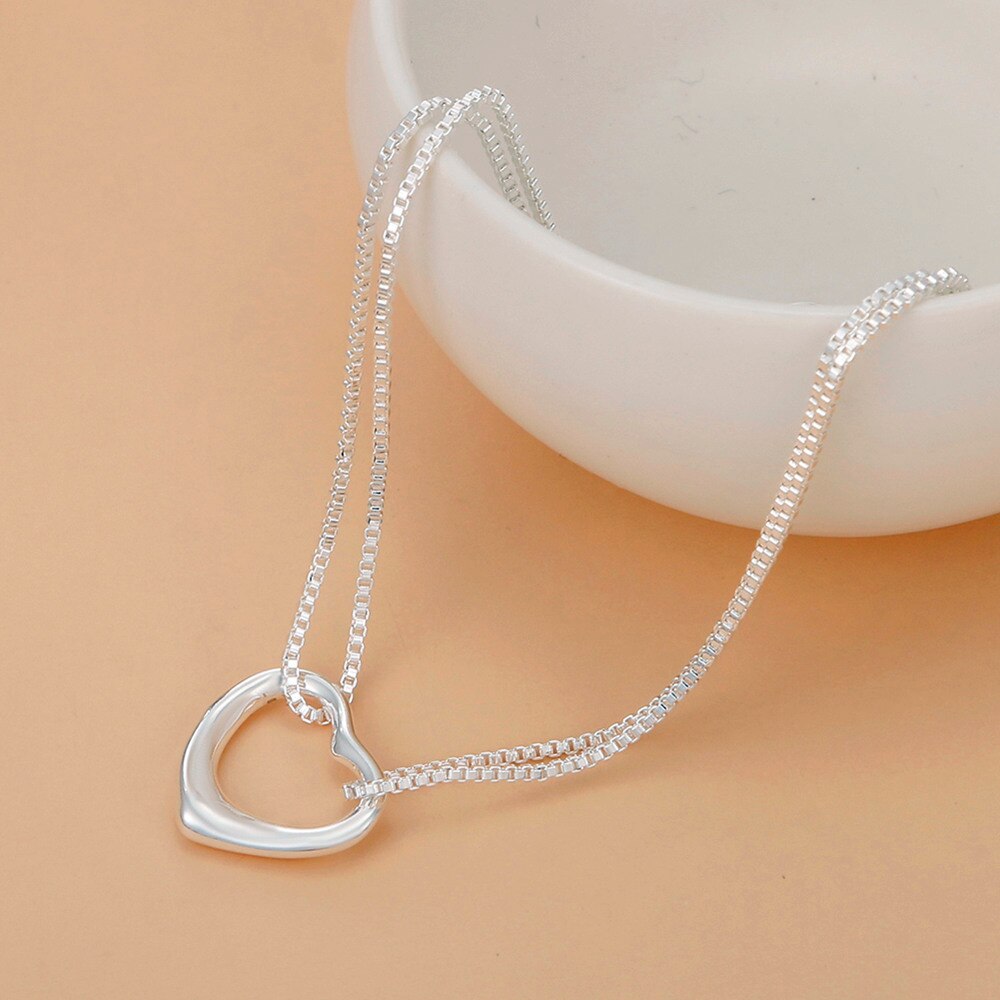Silver Color Heart LOVE Box Chain  Bracelets For Women Jewelry Gift Female  Items Christmas GaaBou