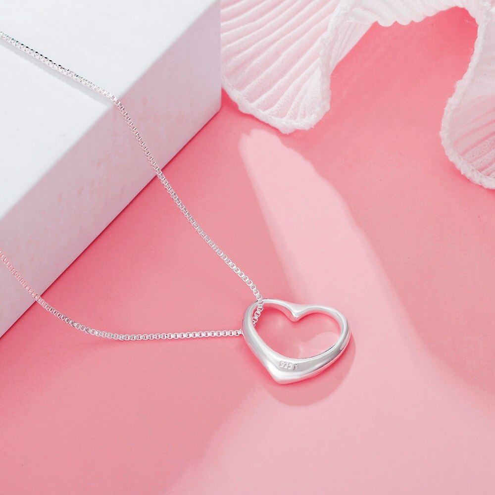 Silver Color Hollow Heart LOVE Pendants Female Necklaces For Women Aesthetic  Designer Jewelry Accessories