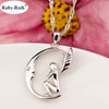 Silver Color Locket Pendant Women Jewelry Silver Angel Moon Necklace Jewelry