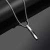 Silver Color Men Spiral Necklace Stainless Steel Rectangle Minimalist Simple Personality Hip Hop Ins Men's Pendant Boys Chains