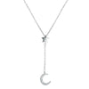 Silver Color Moon Stars Chains Necklaces Pendants For Women Girl Romantic Style Cubic Zirconia Jewelry