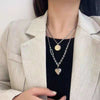 Silver Color Necklace Hip-hop Sweater Chain Heart Love Pendant Sweater Chain Long Multi-layer Necklaces for Women grunge Jewelry