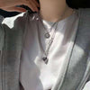 Silver Color Necklace Hip-hop Sweater Chain Heart Love Pendant Sweater Chain Long Multi-layer Necklaces for Women grunge Jewelry