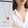 Silver Color Red Heart Necklaces Pendants Simple Choker Necklace Jewelry For Women Girl Gift