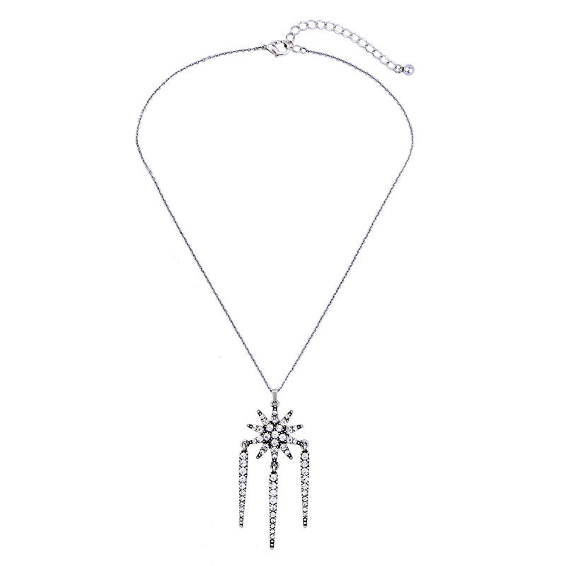 Silver Color Rhinestone Star Pendant Necklace Simple Fashion Vintage Jewelry Online Shopping India