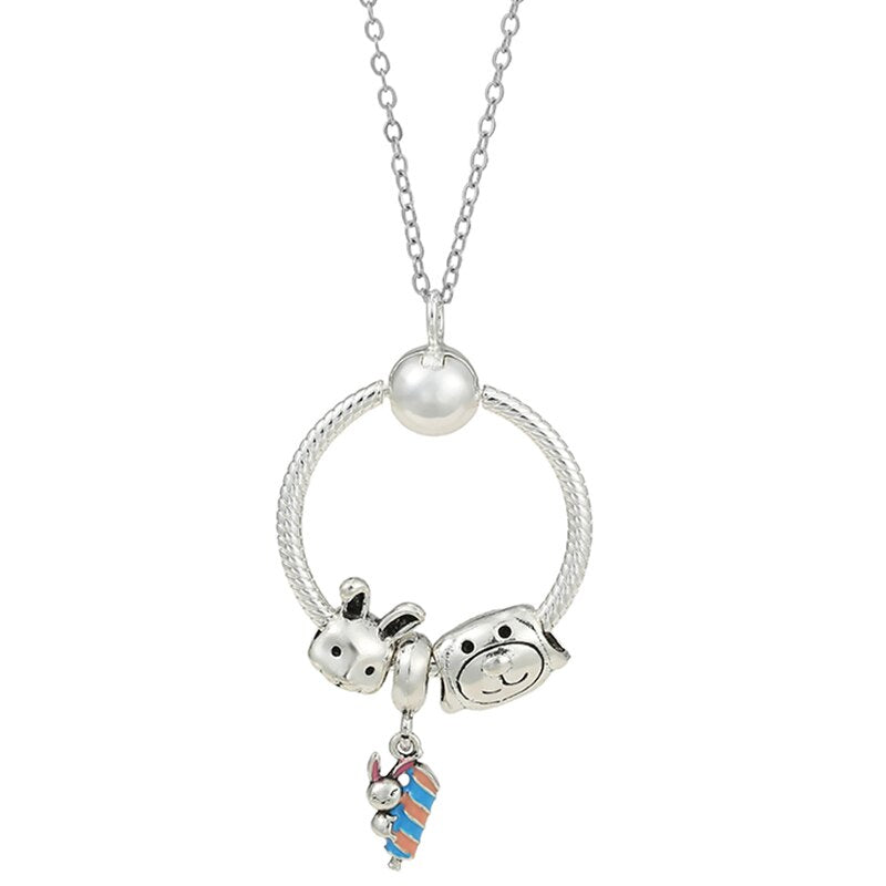 Silver Color Star Rainbow Necklaces Fit Original Charms Silver Plated Fine Necklaces For Women Men DIY Jewelry Gift