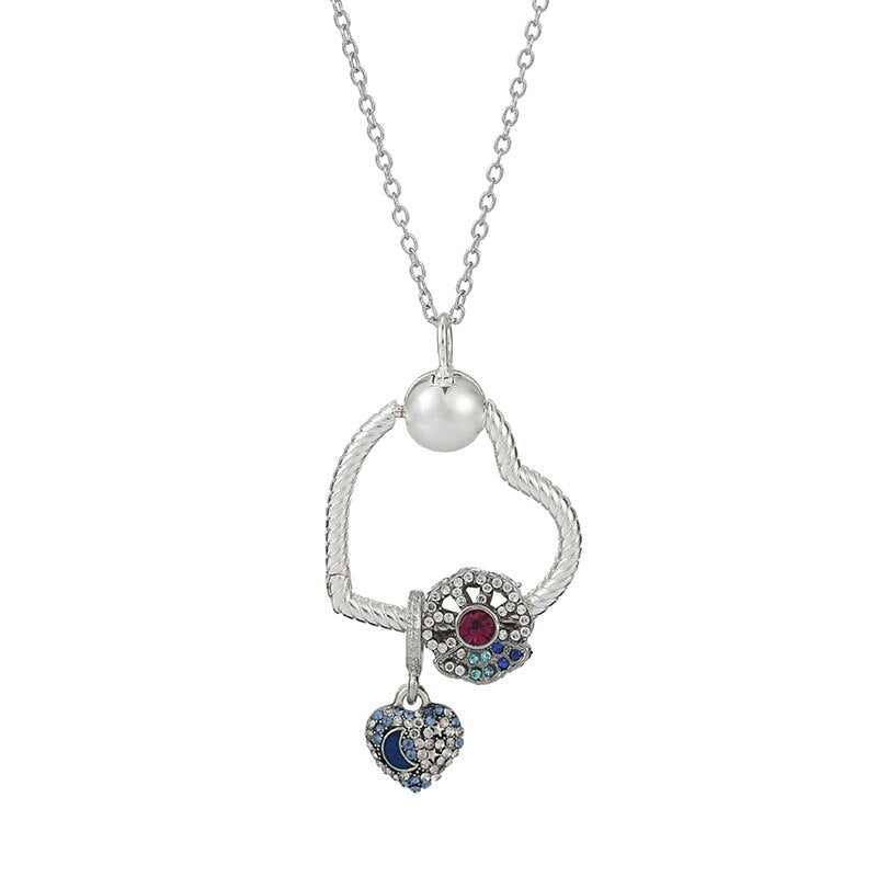 Silver Color Star Rainbow Necklaces Fit Original Charms Silver Plated Fine Necklaces For Women Men DIY Jewelry Gift