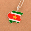 Silver Color Suriname Map Flag Pendant Necklaces Sarnam Jewelry Gifts #J0010