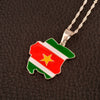 Silver Color Suriname Map Flag Pendant Necklaces Sarnam Jewelry Gifts #J0010