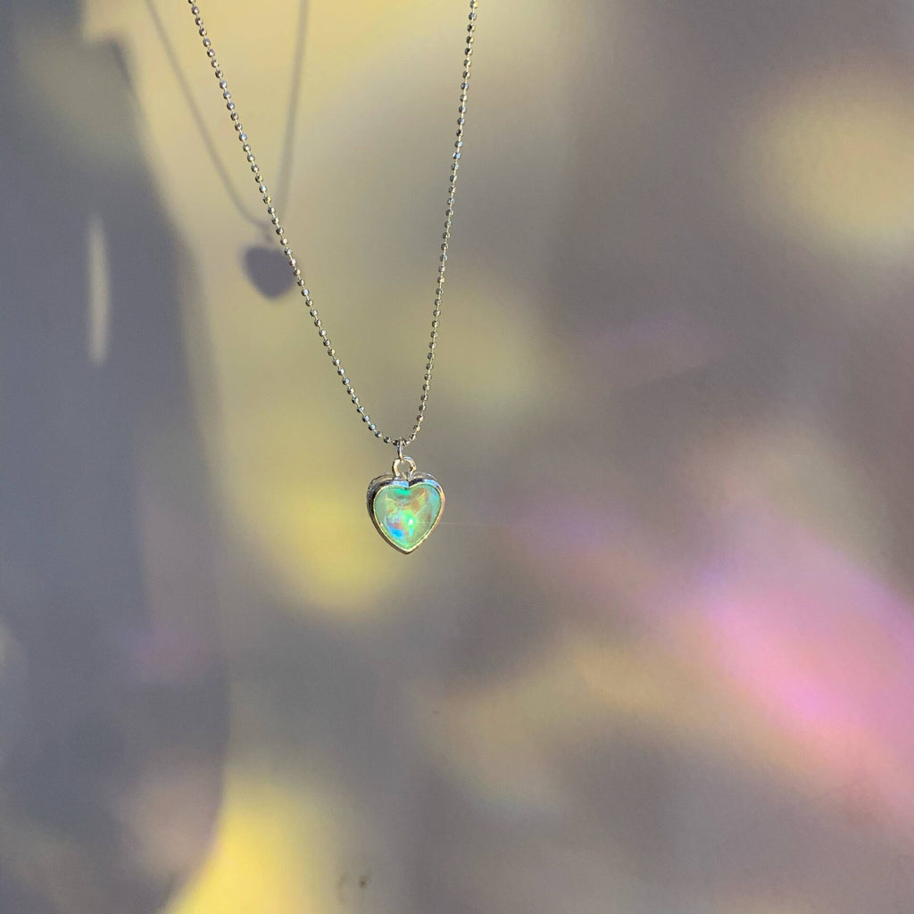 Silver Color Trendy Crystal Stone Heart-Shape Pendant Necklace for Women Design Wedding Party Gift Aesthetic Jewelry