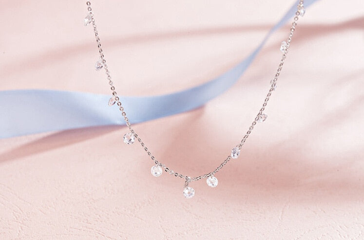 Silver Color  zircon tassel necklaces & pendants for women long statement necklace