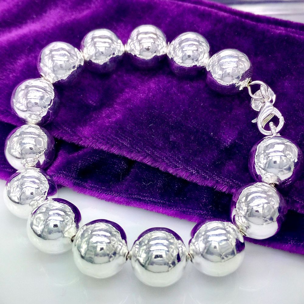 Silver Colour 10mm Beads Bracelets For Women Charm Aesthetic Jewelry Trend 2022   Christmas GaaBou