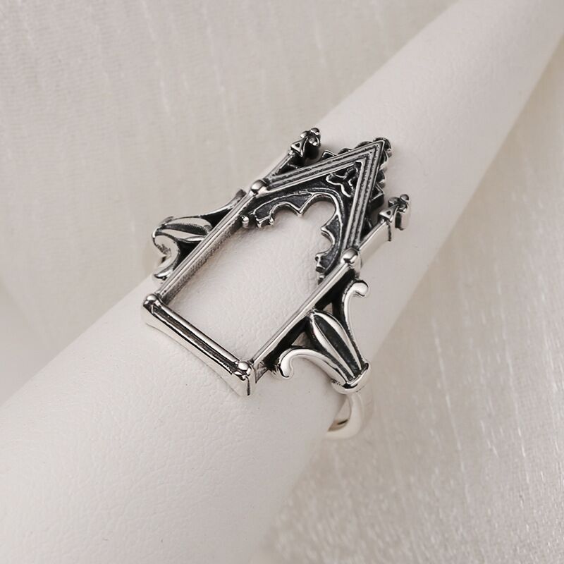 Silver Colour Castle Gothic Punk Finger Rings For Woman  Quality Jewelry 2022 Trend Offers With  GaaBou