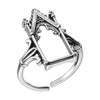 Silver Colour Castle Gothic Punk Finger Rings For Woman  Quality Jewelry 2022 Trend Offers With  GaaBou