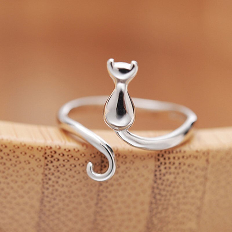 Silver Colour Cat Rings Woman Aestethic Accessories  Jewelry 2022 Trend Christmas  Items GaaBou Jewellery