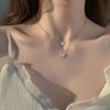 Silver Colour Shiny Butterfly Necklace Female Exquisite Double Layer Pendant Clavicle Chain Necklace Wedding Party Jewelry Gifts