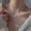 Silver Colour Shiny Butterfly Necklace Female Exquisite Double Layer Pendant Clavicle Chain Necklace Wedding Party Jewelry Gifts