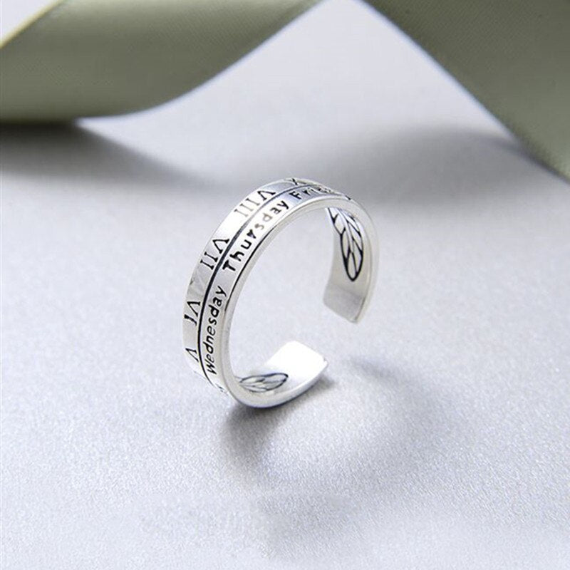 Silver Colour Vintage Rome Number Rings For Women  Quality Female Jewelry Chrismas  Items GaaBou Jewellery