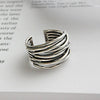 Silver Colour Winding Irregular Adjustable Open Ring For Women  Designer Jewelry Aesthetic Accessories