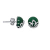 Silver Earrings For Women 100% Real 925 Sterling Silver Stud Earrings With 8MM Green Agate Stone