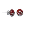 Silver Earrings For Women 100% Real 925 Sterling Silver Stud Earrings With 8MM Green Agate Stone