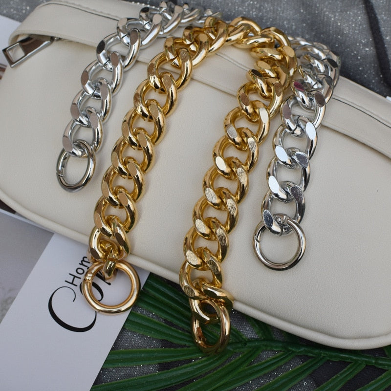 Silver Gold 30cm Metal Purse Chain Strap handbag Handles DIY Purse replacement For Shoulder Bag Straps Bag Chain Strap