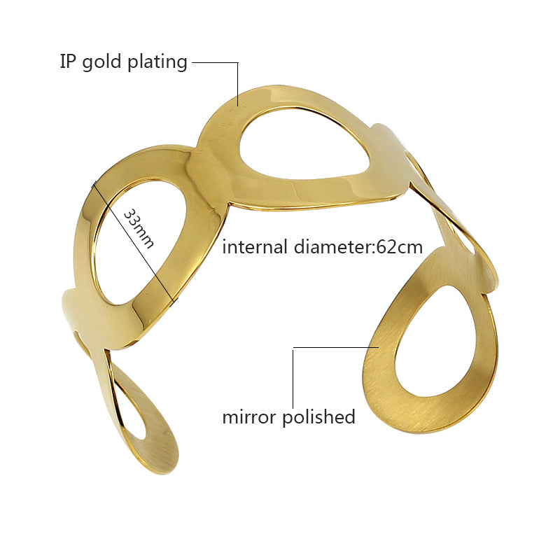 Silver Gold Color Cuff Bracelets Open Hollow Bangles for Lovers Fashion Charm Famous Brand Jewelry Feminino Pulseira