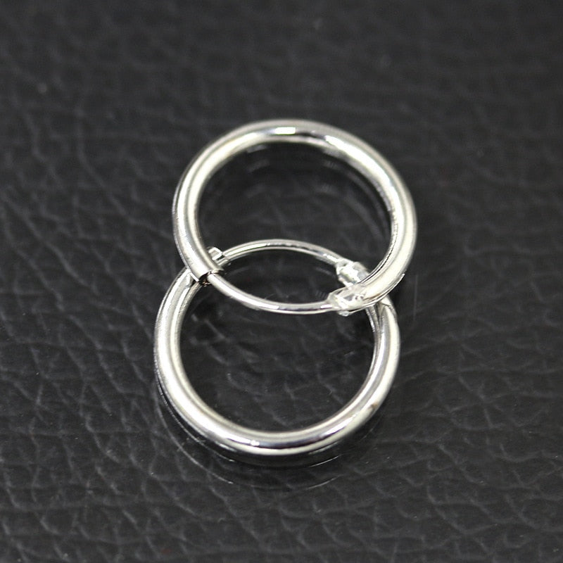 Silver Gold Color Simple Minimalist Hollow Round Metal Hoop Earrings L M S 3 Sizes Earring For Man Women Unisex Earring Jewelry
