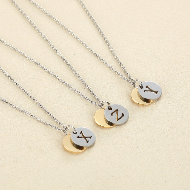 Silver Gold Color Stainless Steel Necklace Women Men Capital Initial Letter Pendant Necklace Fashion Alphabet Letter Necklace