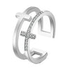 Silver Gold Colour Double Cross Zircon Rings For Women  Wedding Jewelry 2022 Trend Gift Female  GaaBou
