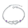 Silver Heart Bracelet 100% Real 925 Sterling Silver Bracelet with Cubic Zirconia
